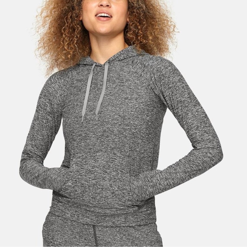 Outdoor Voices CloudKnit Hoodie Charcoal Grey Heathered Pullover Medium